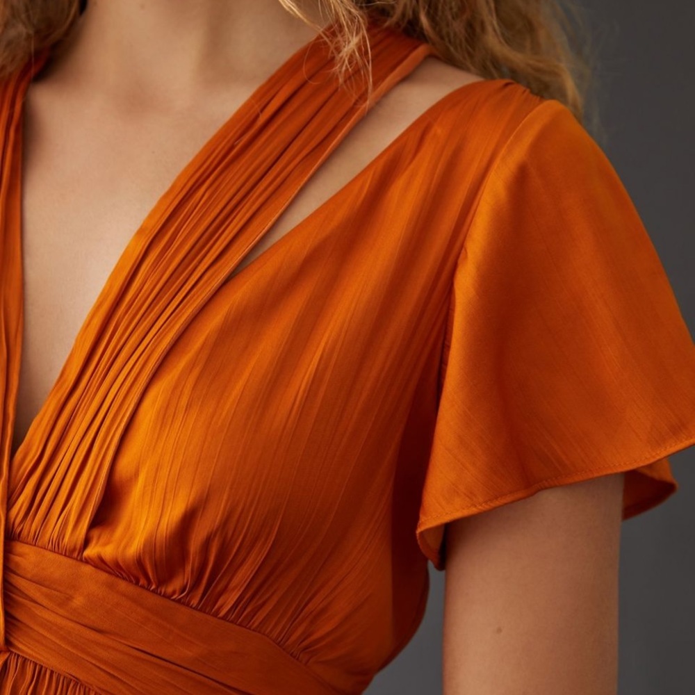 By Anthropologie deep v-neck vibrant mini dress - Picture 3 of 9